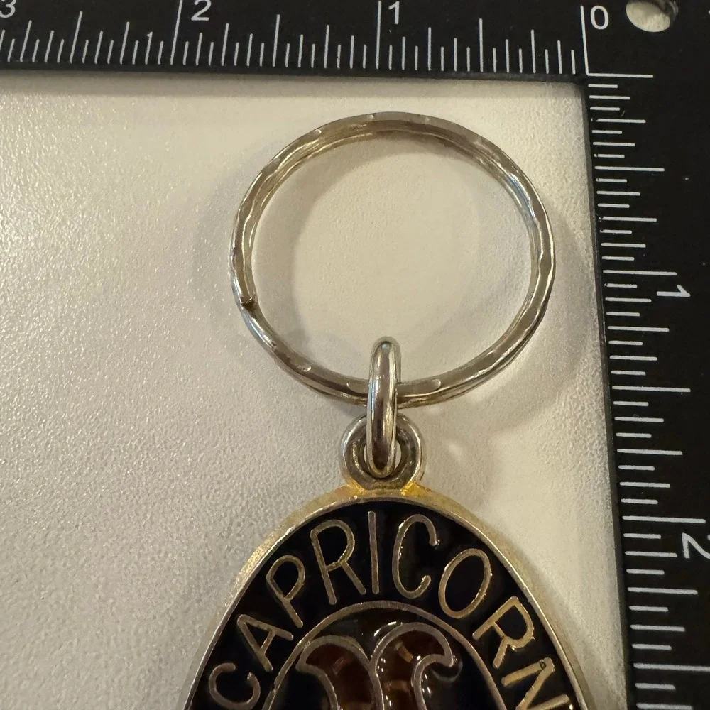 Vintage Capricorn‎ Keychain Zodiac Sign Astrology January Birthday Gift Key Ring